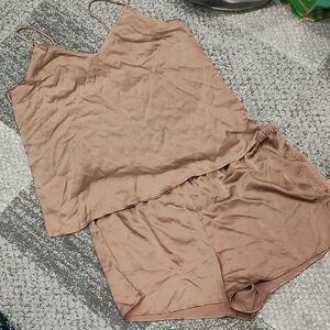 Stars Above Satin Pajama Set in Brown